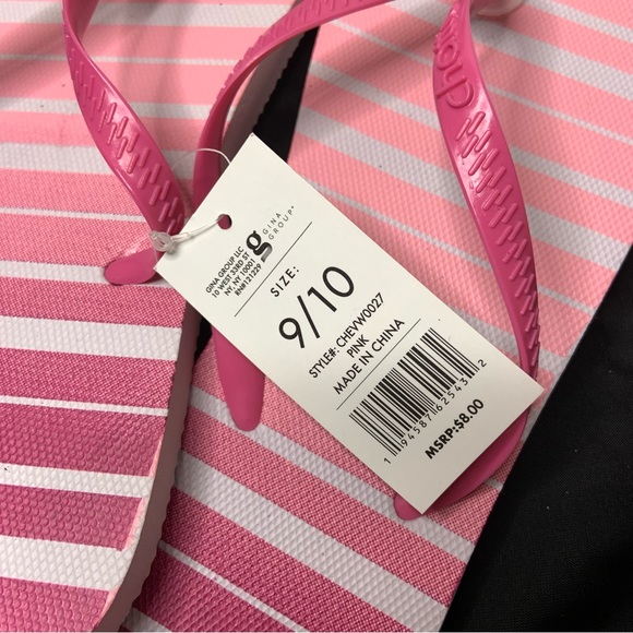 Chatties Flip Flops Sandals Pink Ombré Stripes New 9/10 - Picture 5 of 5